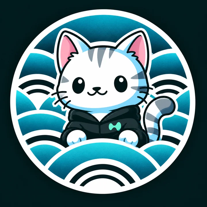 kPURR badge — cat in a hoodie inside a signal wave emblem